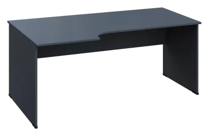 ERL 18 - 186 stůl kancelářský, rohový, levý, dřevěná podnož, deska 18 mm, široký 1800 mm, antracit